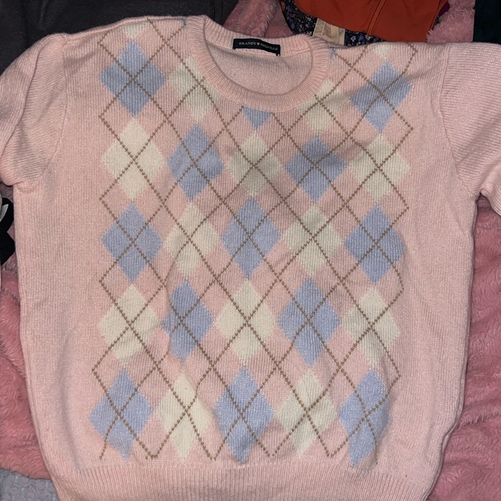 Brandy Melville argyle plaid pink